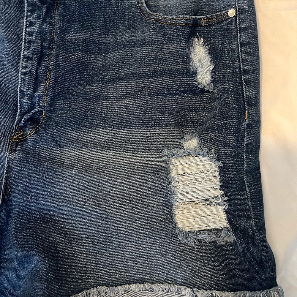 Wallflower High Waist Distressed Denim Shorts - Picture 4 of 4